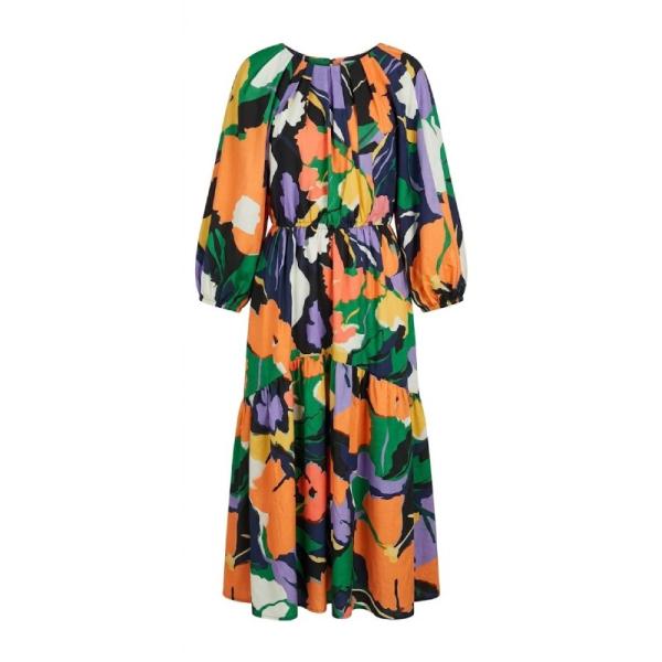 Asos Edition Volume sleeve midi dress with cut out back in abstract print