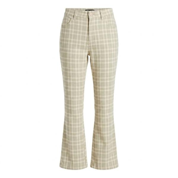 ASOS DESIGN puddle flare trousers in sage check