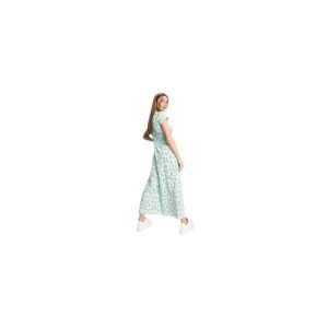 Asos Design bubble crepe cap sleeve tea button front jumpsuit in sage ditsy