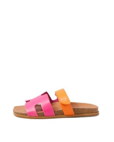 Slide Sandals crossover elastic straps in purple, orange and magenta
