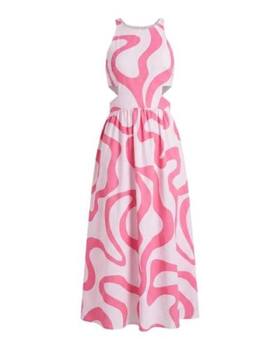 Urban Revivo cut out side maxi dress in pink swirl