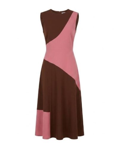 Another Reason Midi dress sleeveless in brown and pink