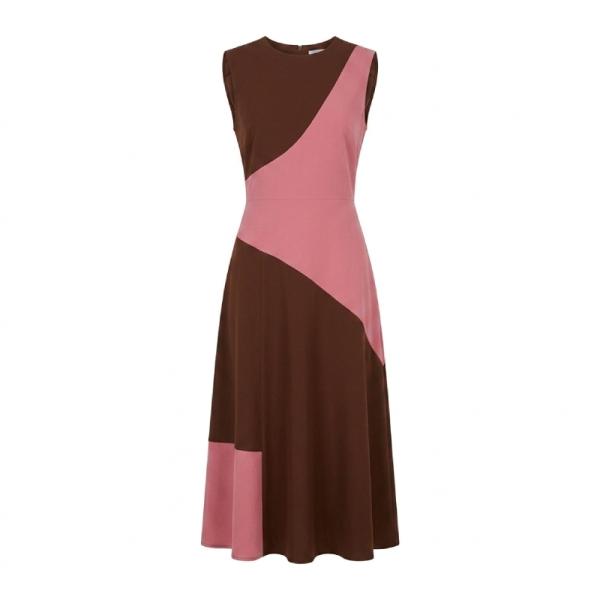 Another Reason Midi dress sleeveless in brown and pink