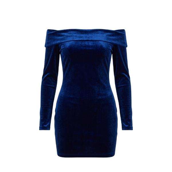 Bardot bandeau velvet mini dress in elastic blue