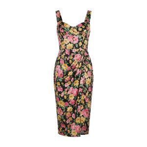ASOS DESIGN button bodice tuck midi dress in floral print