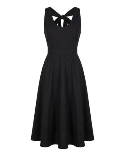 Miss Selfridge Petite bow back poplin midi dress in Black