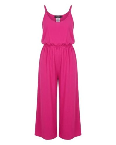 John Zack Plus summer bright slouchy jumpsuit in fuchsia pink
