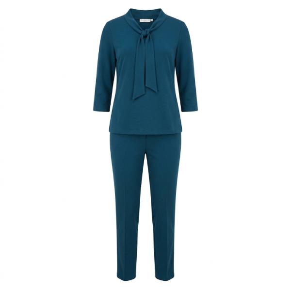 Club l London tie detail cigaratte trouser coord in petrol blue