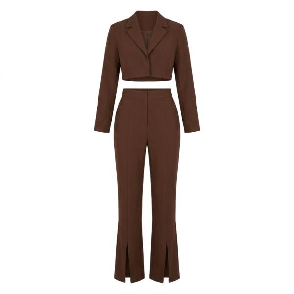 Club L London front split trouser co-ord in brown