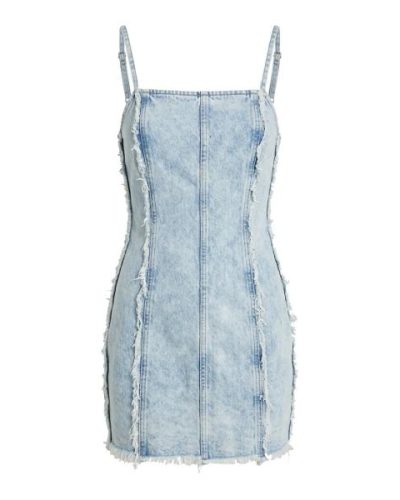 COLLUSION distressed seam mini dress in bleach blue