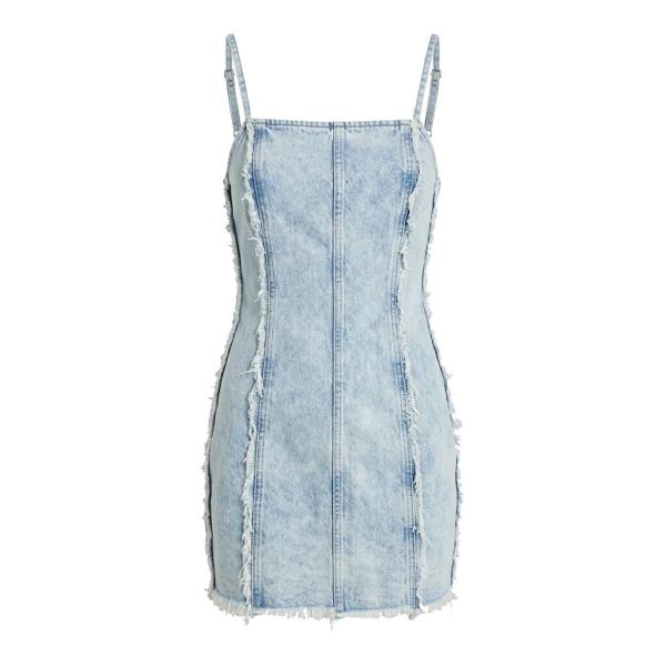 COLLUSION distressed seam mini dress in bleach blue