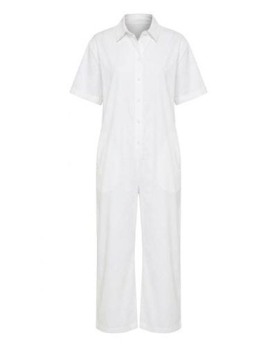 Asos Design button through chuck on shirt jumpsuit in white