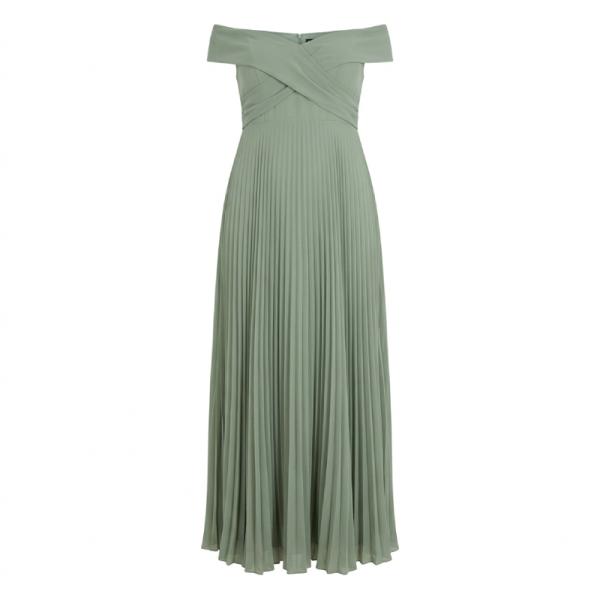 ASOS DESIGN Curve Bardot pleated Maxi dress