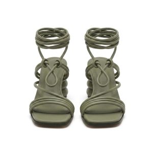 Asos Design Hollow Strappy tie leg mid heeled sandals
