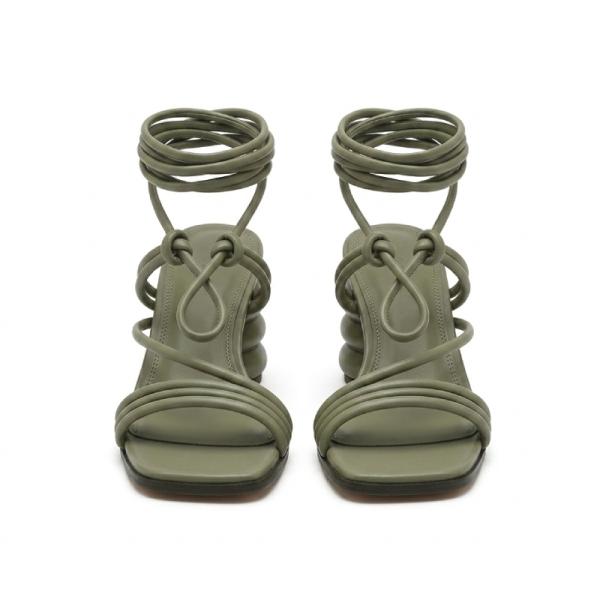Asos Design Hollow Strappy tie leg mid heeled sandals
