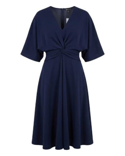 ASOS DESIGN batwing twist front midi skater dress in navy
