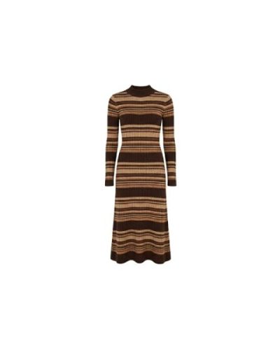 Whistles knitted maxi dress in brown tonal stripe