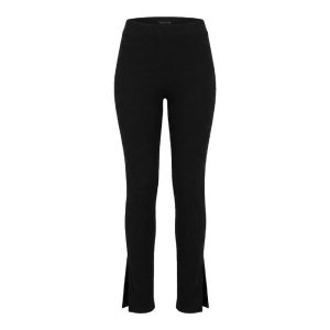 Flounce Tall narrow ribbed leggings with side split in black
