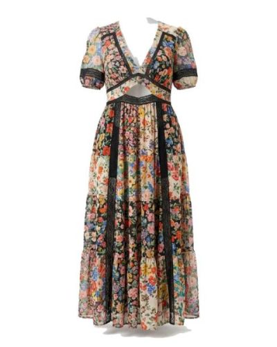 ASOS DESIGN Curve lace insert mix print cutout tea maxi dress
