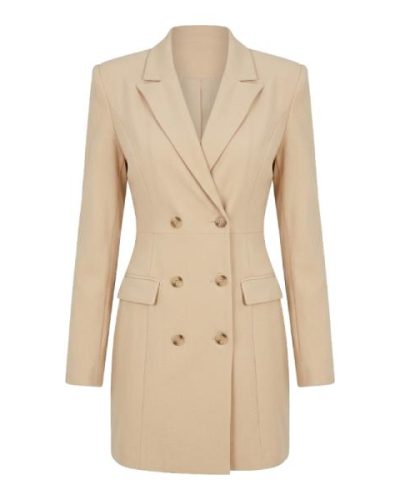 Missyempire blazer mini dress with button detailing in beige