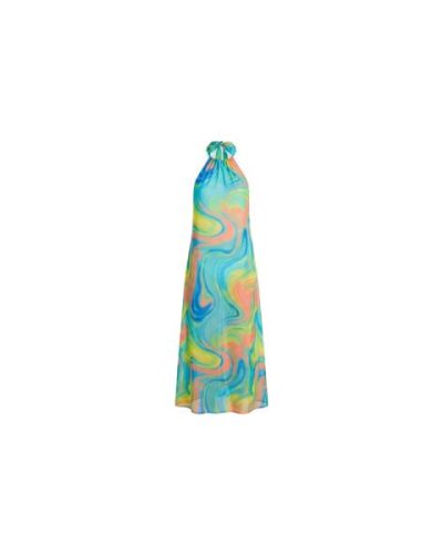 ASOS DESIGN halter neck sheer beach maxi dress in bright marble print