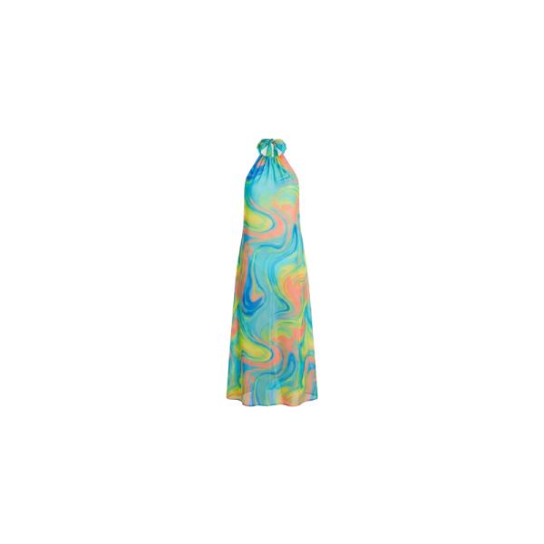 ASOS DESIGN halter neck sheer beach maxi dress in bright marble print