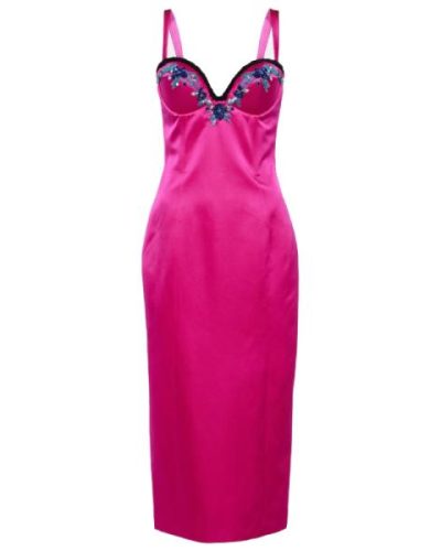 Miss Selfrdge satin  diamante strap mini slip dress in hot pink
