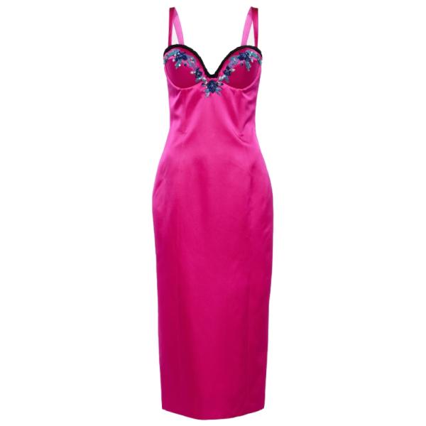 Miss Selfrdge satin  diamante strap mini slip dress in hot pink