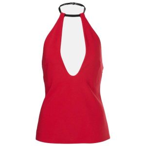 ASOS DESIGN chiffon drape beach top co ord in red