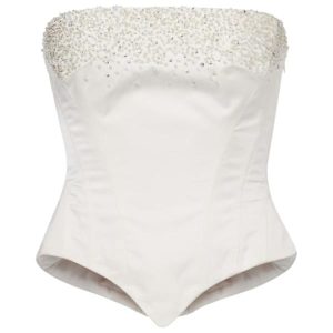 ASYOU Mesh ruched halter corset top in white