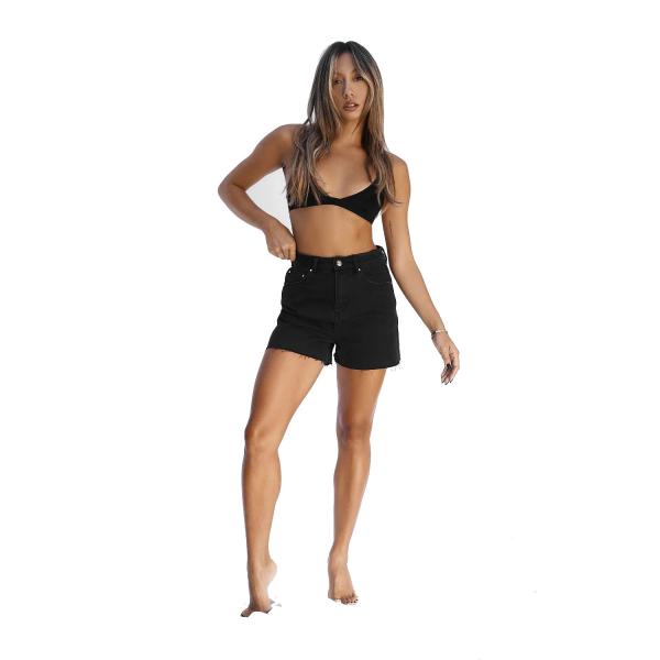 Don't Think Twice Petite Caidi High Wasited denim shorts in washed black