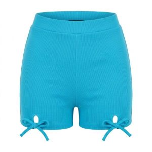 ASYOU tie detail booty short in aqua