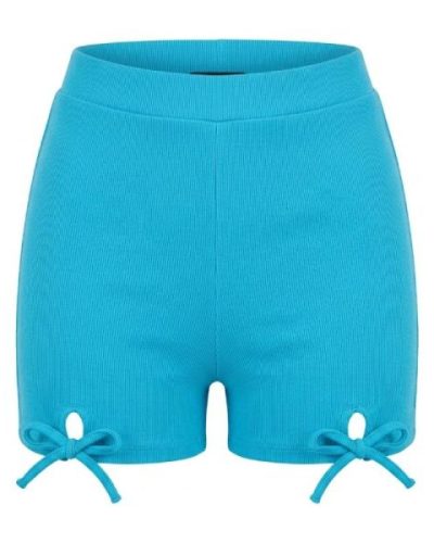 ASYOU tie detail booty short in aqua