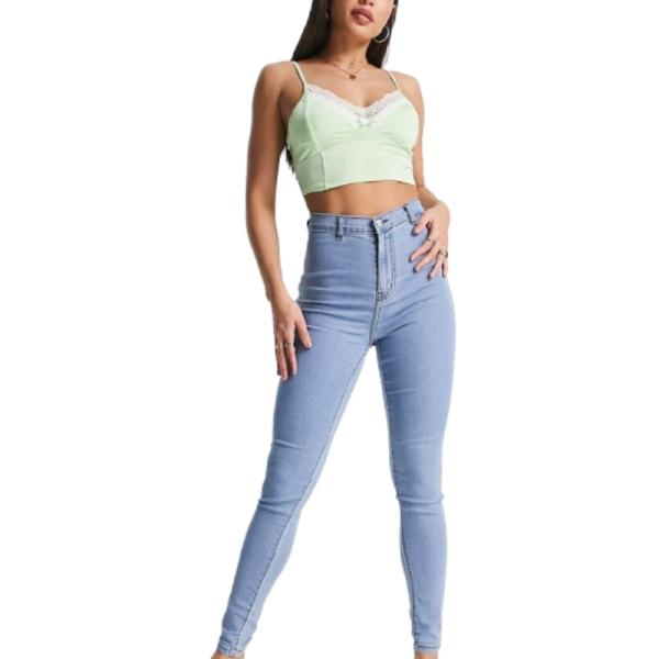 Don't Think Twice Chloe high waisted disco stretch skinny jean in light wash blue