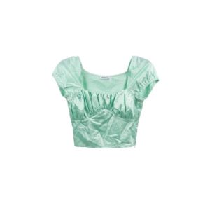 ASOS DESIGN Petite 90s capped sleeve top with corset detail in sage