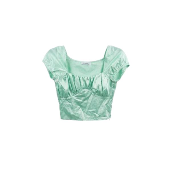 ASOS DESOGN Petite 90s capped top with corset in sage