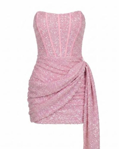 ASOS DESIGN sequin twisted drape front mini
