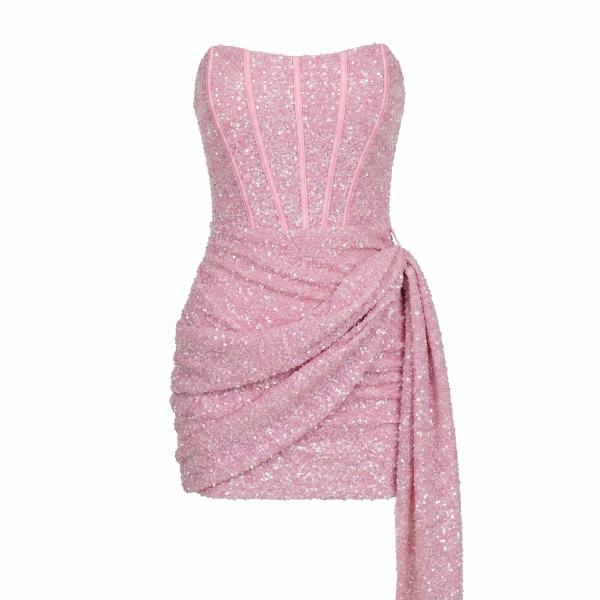 ASOS DESIGN sequin twisted drape front mini