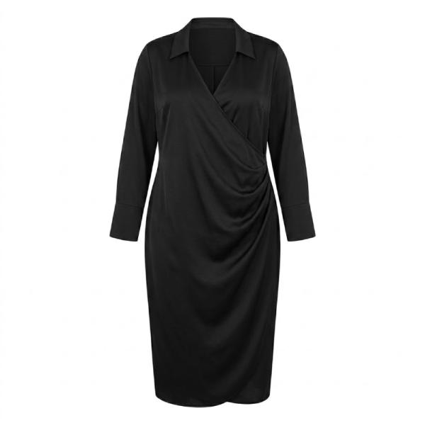 Asos Design 70s drape front wrap midi dress in black