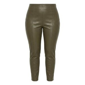 Asos Design pintuck leather look legging in khaki green
