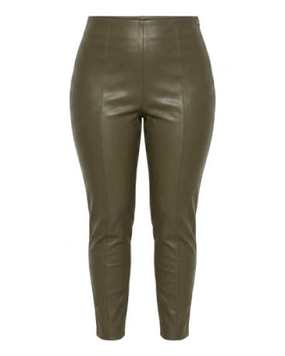 Asos Design pintuck leather look legging in khaki green