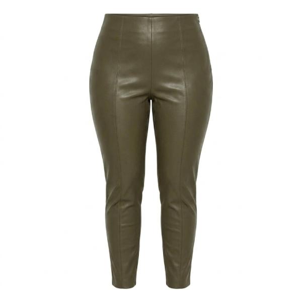 Asos Design pintuck leather look legging in khaki green