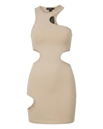 Motel cut out mini bodycon dress in coconut milk