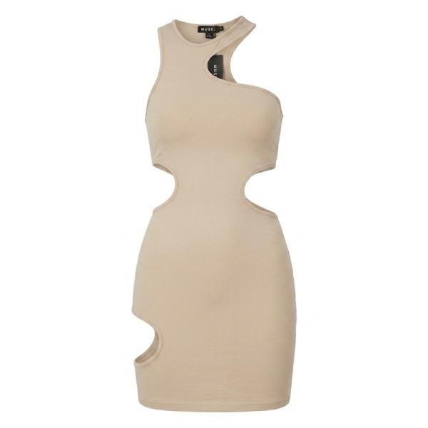 Motel cut out mini bodycon dress in coconut milk