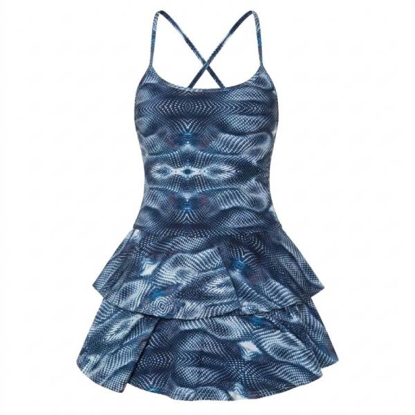 COLLUSION printed strappy mini rara skirt dress in blue