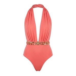 ASOS DESIGN Tall chain detail bodysuit in orange