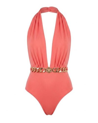 ASOS DESIGN Tall chain detail body suit in orange