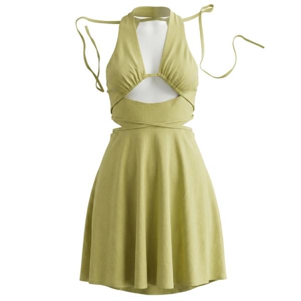 Heartbreak cut out halter neck midi dress in pistachio