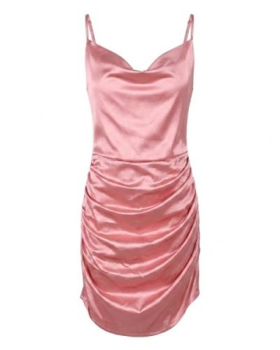 Urban Threads ruched satin mini dress in pink