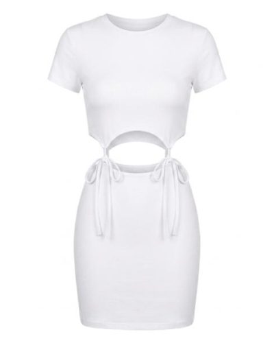 COLLUSION cut out mini t shirt dress in white